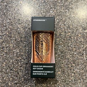 NWT 2023 Starbucks Rose Gold Cold Cup Ornament/Key Chain.